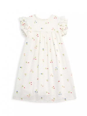 Платье из флорентийского жатого хлопка для маленьких девочек и , белый Bonpoint