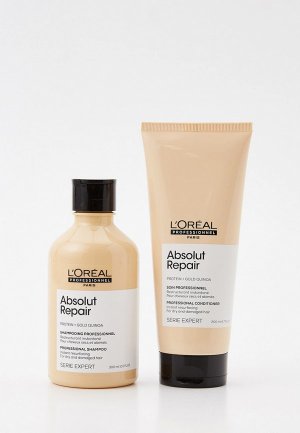 Набор для ухода за волосами LOreal Professionnel L'Oreal Absolut Repair, шампунь 300 мл + кондиционер 200. Цвет: прозрачный
