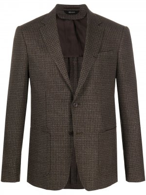 Трикотажный однобортный блейзер Z Zegna. Цвет: нейтральные цвета