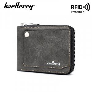 RFID-защитный держатель для карт мужчин, деловые кошельки, винтажный дизайн, кошелек на молнии из искусственной кожи, короткий Baellerry