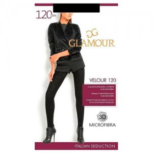 Колготки Velour 120, велюр 120 ден,колготки женские Glamour. Цвет: черный