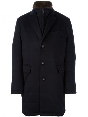 Пальто с меховой подкладкой N.Peal. Цвет: синий