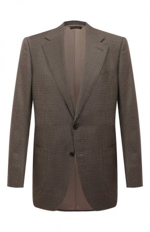 Пиджак из шерсти и шелка Tom Ford. Цвет: коричневый