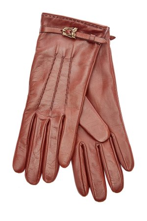 Перчатки из кожи наппа с оригинальными пряжками ERMANNO SCERVINO. Цвет: коричневый