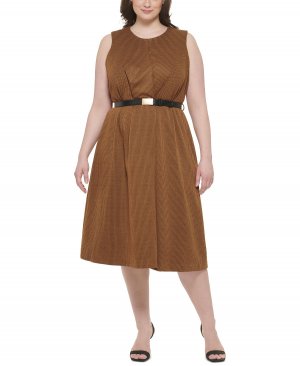 Платье-миди больших размеров с поясом и Calvin Klein
