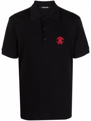 Рубашка поло с вышитым логотипом Roberto Cavalli. Цвет: черный