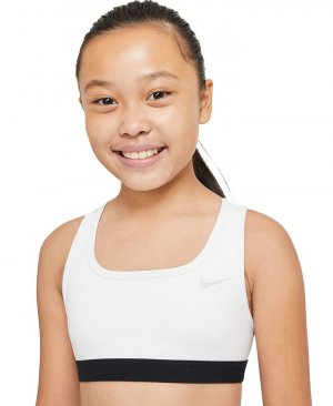 Спортивный бюстгальтер с логотипом Swoosh для девочек , белый Nike