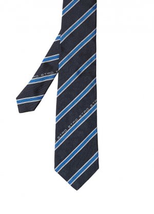 Темно-синий шелковый галстук с логотипом Etro
