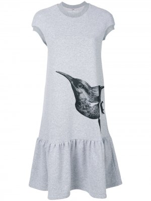 Платье-футболка с принтом в виде птицы Ioana Ciolacu. Цвет: серый