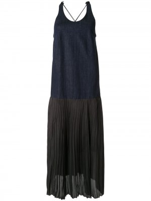 Джинсовое платье без рукавов с плиссировкой Muller Of Yoshiokubo. Цвет: синий