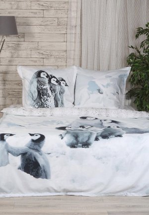 Постельное белье 2-спальное Mona Liza SL Family Penguins. Цвет: белый