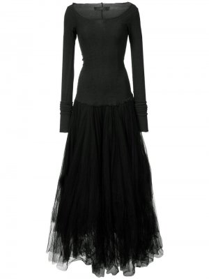 Платье с длинными рукавами и юбкой из тюля Marc Le Bihan. Цвет: черный