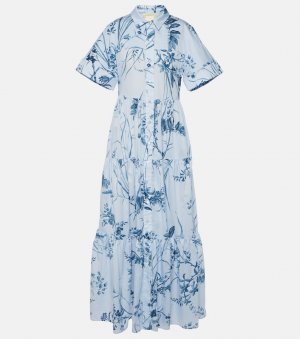 Платье макси из хлопкового поплина с принтом , синий Erdem