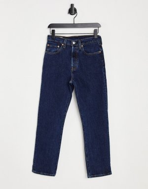 Укороченные прямые джинсы цвета индиго с завышенной талией Levis 501-Голубой Levi's