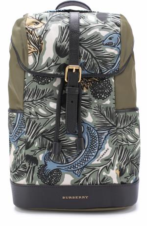 Текстильный рюкзак с принтом и кожаной отделкой Burberry. Цвет: разноцветный