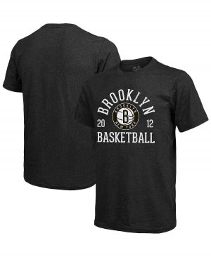 Мужская футболка brooklyn nets ball hog tri-blend с меланжевым принтом черного цвета , мульти Majestic