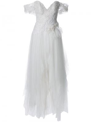 Длинное платье Riviere De Perle Trash Couture. Цвет: белый