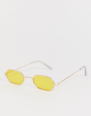 Солнцезащитные очки в овальной золотистой оправе с оранжевыми стеклами -Золотой Jeepers Peepers