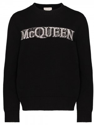 Джемпер вязки интарсия с логотипом Alexander McQueen. Цвет: черный