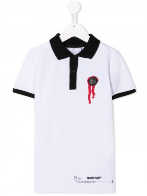 Рубашка поло с логотипом Philipp Plein Junior. Цвет: белый