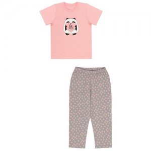 OCAW20UW2KC13 Пижама д/дев., футболка с коротким рукавом и брюки Вуд 6-7 л размер 122-64-60 цвет розовый_серый Oldos. Цвет: розовый/серый