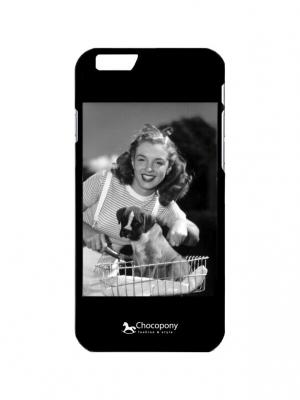 Чехол для iPhone 6/6s  Монро и щенок Арт. Black6-120 Chocopony. Цвет: черный