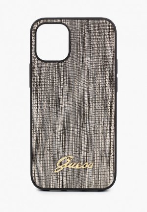 Чехол для iPhone Guess 12 mini (5.4), PU Animal Lizard with metal logo Gold. Цвет: золотой