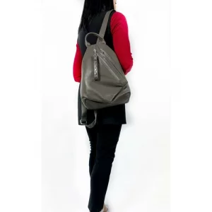 Рюкзак торба 19002-DarkGrey, фактура гладкая, серый, коричневый Polina & Eiterou. Цвет: серый/коричневый/серо-коричневый