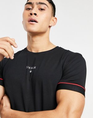 Черная облегающая спортивная футболка с рукавами реглан imperial-Черный цвет SikSilk