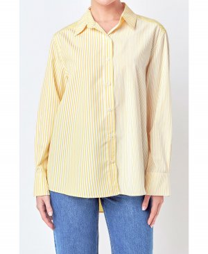 Женские рубашки в полоску с цветными блоками , желтый English Factory