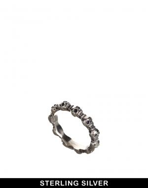 Серебристое кольцо с черепом Sterling Fashionology. Цвет: серебряный