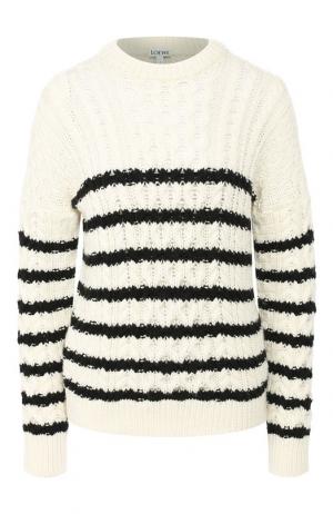 Шерстяной пуловер с круглым вырезом Loewe. Цвет: черно-белый