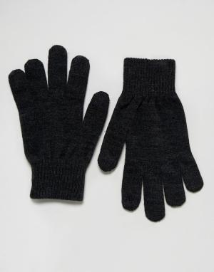 Темно-серые перчатки для сенсорных гаджетов Levis. Цвет: серый