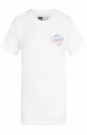 Удлиненная футболка с принтом Dedicated. Цвет: белый