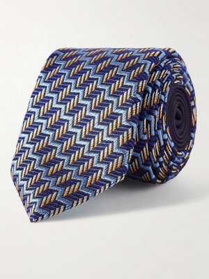 Шелковый жаккардовый галстук шириной 7 см, синий Missoni