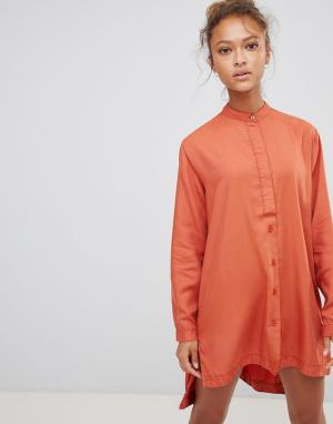 Платье-рубашка Agnes Waven. Цвет: оранжевый