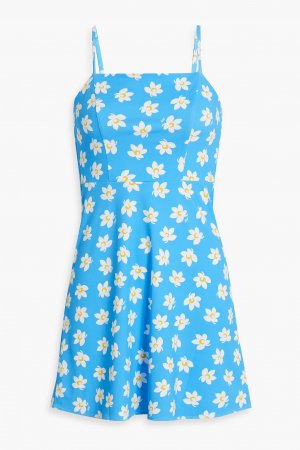 Платье мини Nora из эластичного джерси с цветочным принтом HVN, бирюзовый Hvn