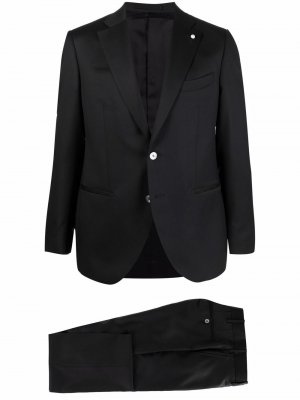Костюм с однобортным пиджаком LUIGI BIANCHI MANTOVA. Цвет: черный