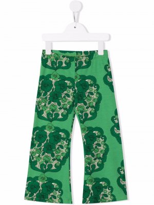 Floral-print flared trousers Mini Rodini. Цвет: зеленый