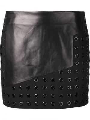 Мини-юбка с кожаными панелями Mugler. Цвет: чёрный