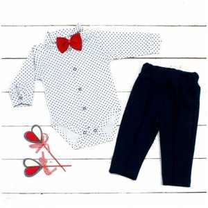 Комплект одежды алиса, размер 80, белый/синий АЛИСА. Цвет: синий/белый/красный