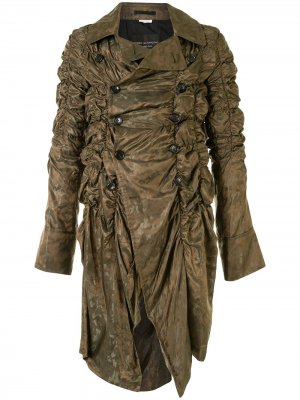 Двубортное пальто с драпировкой Comme Des Garçons Pre-Owned. Цвет: зеленый
