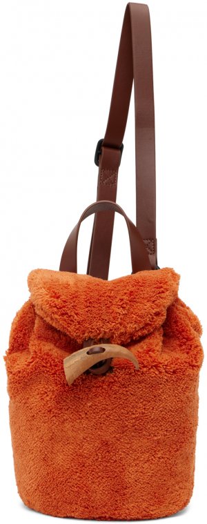 Оранжевый пушистый флисовый рюкзак Acne Studios