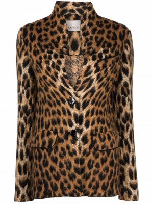 Пальто с леопардовым принтом Laneus. Цвет: коричневый