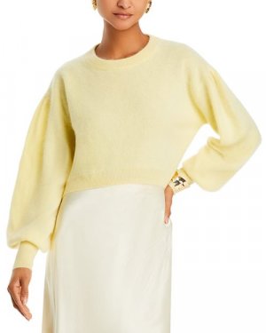 Укороченный кашемировый свитер Candela с круглым вырезом , цвет Yellow LoveShackFancy