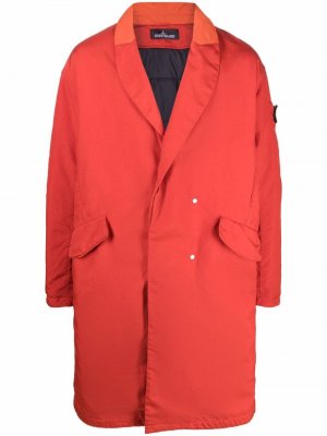 Двубортное пальто с нашивкой-логотипом Stone Island Shadow Project. Цвет: оранжевый
