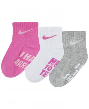 Хлопковые носки Verbiage Gripper для маленьких мальчиков и девочек, 3 шт. , розовый Nike
