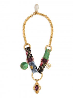 Цепочка на шею с кристаллами Dolce & Gabbana. Цвет: золотистый