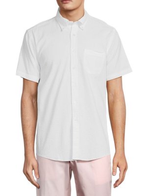 Оксфордская рубашка из жатого хлопка с короткими рукавами , белый Brooks Brothers
