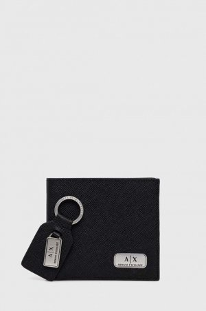 Кожаный кошелек и брелок , черный Armani Exchange